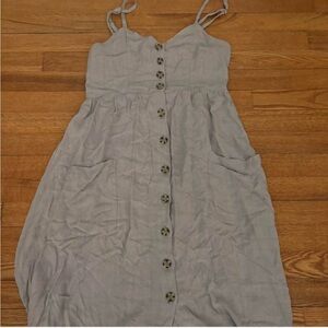 Greyish-purple button down midi dress